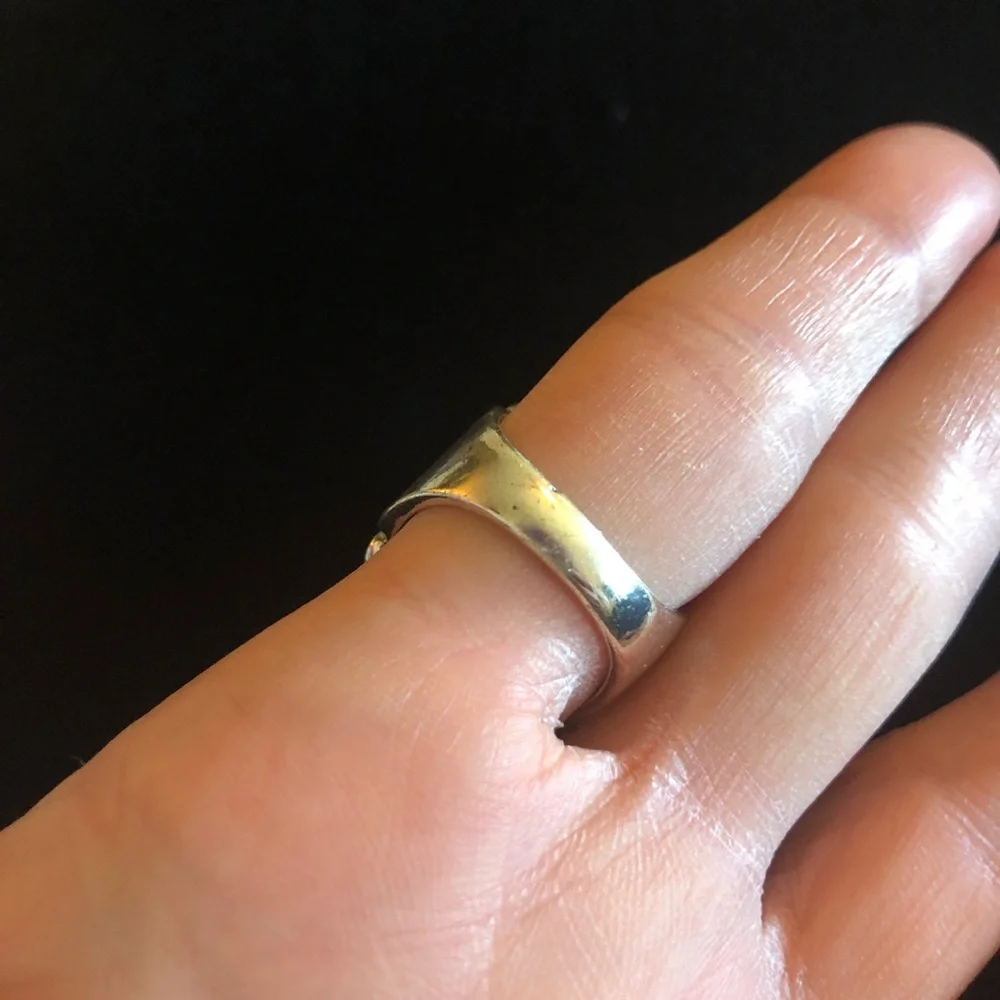 Silver-Tone Floral Ring with Turquoise Cabochon
